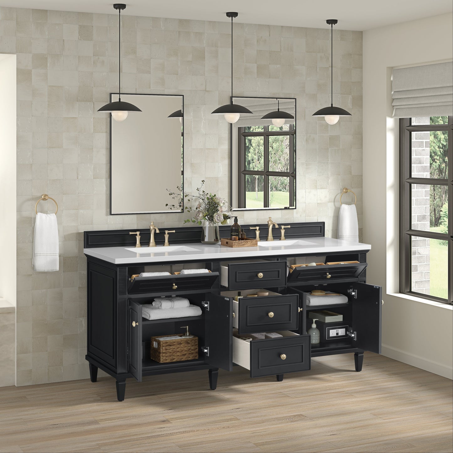 James Martin Vanities Lorelai 72" Black Onyx Double Vanity