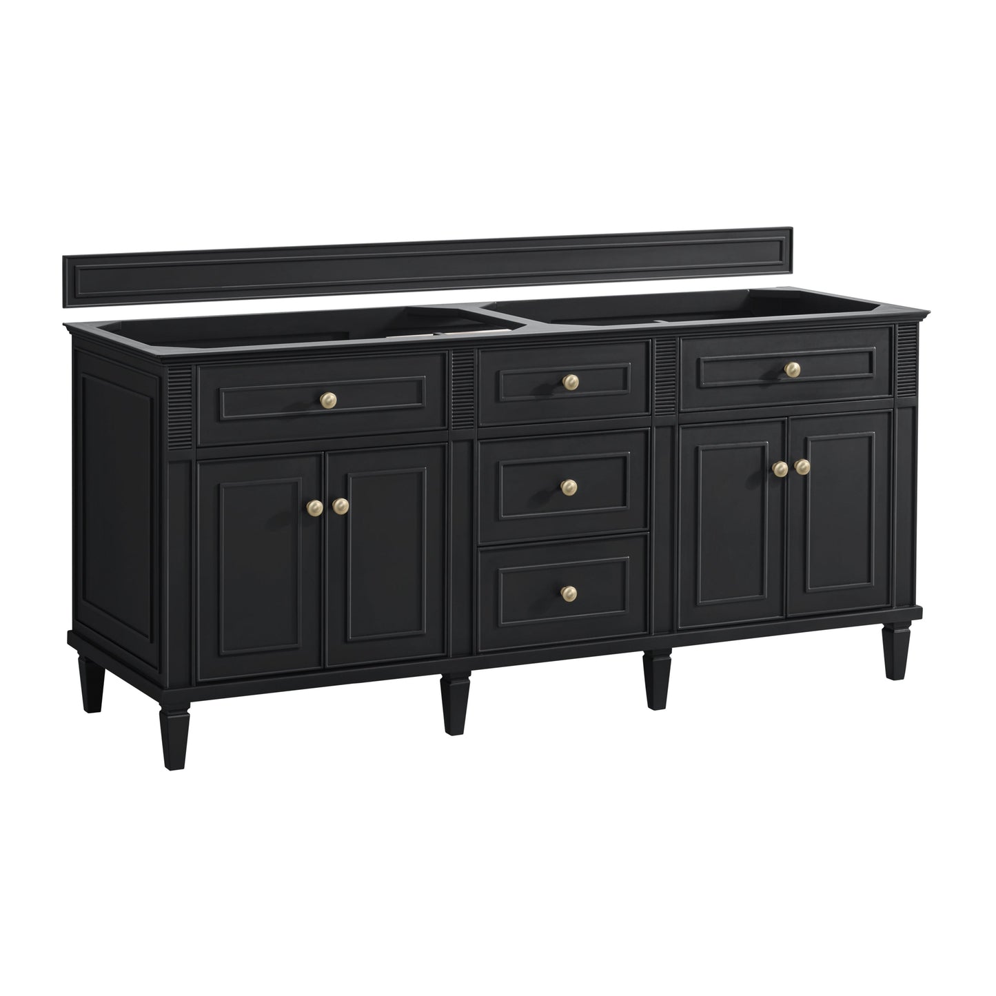 James Martin Vanities Lorelai 72" Black Onyx Double Vanity With 3 CM Arctic Fall Solid Surface Top