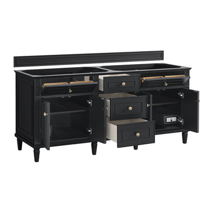 James Martin Vanities Lorelai 72" Black Onyx Double Vanity With 3 CM Charcoal Soapstone Quartz Top