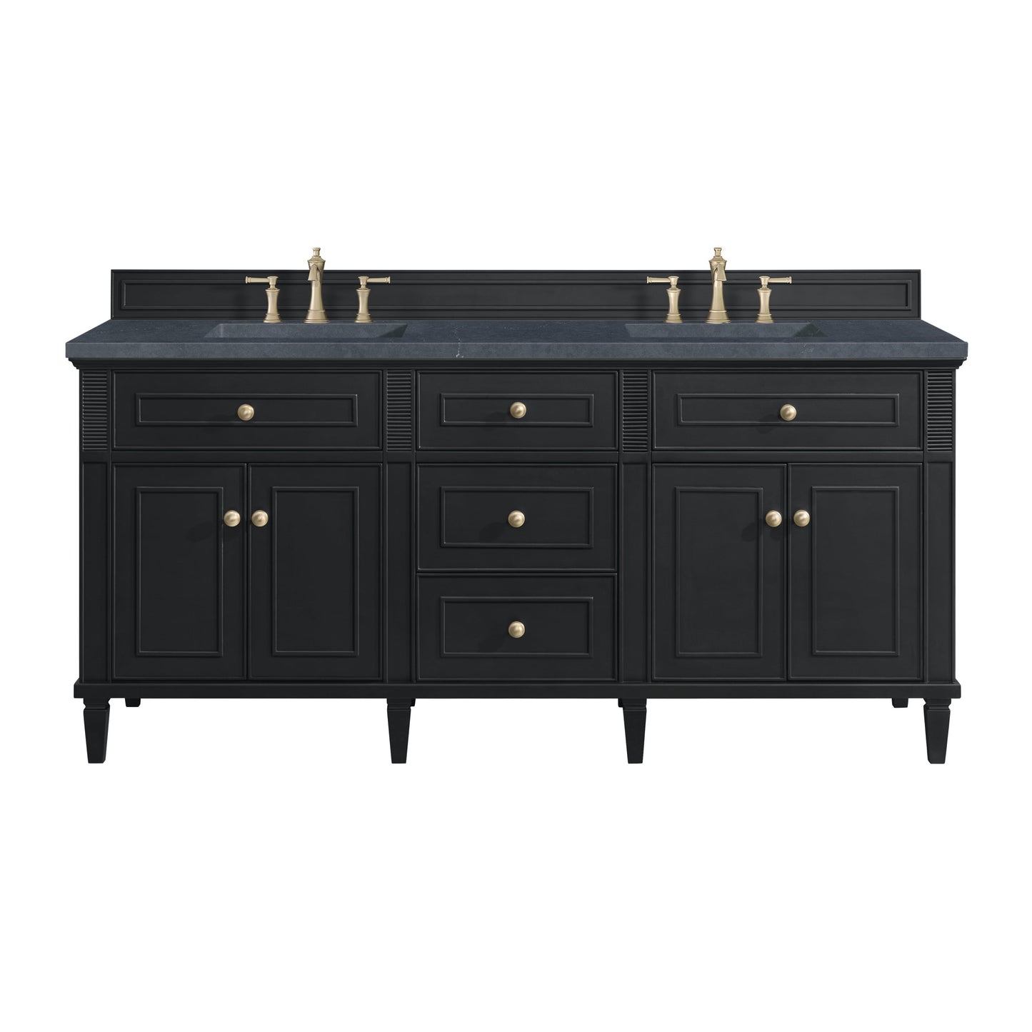 James Martin Vanities Lorelai 72" Black Onyx Double Vanity With 3 CM Charcoal Soapstone Quartz Top