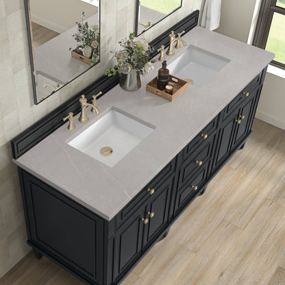 James Martin Vanities Lorelai 72" Black Onyx Double Vanity With 3 CM Eternal Serena Quartz Top