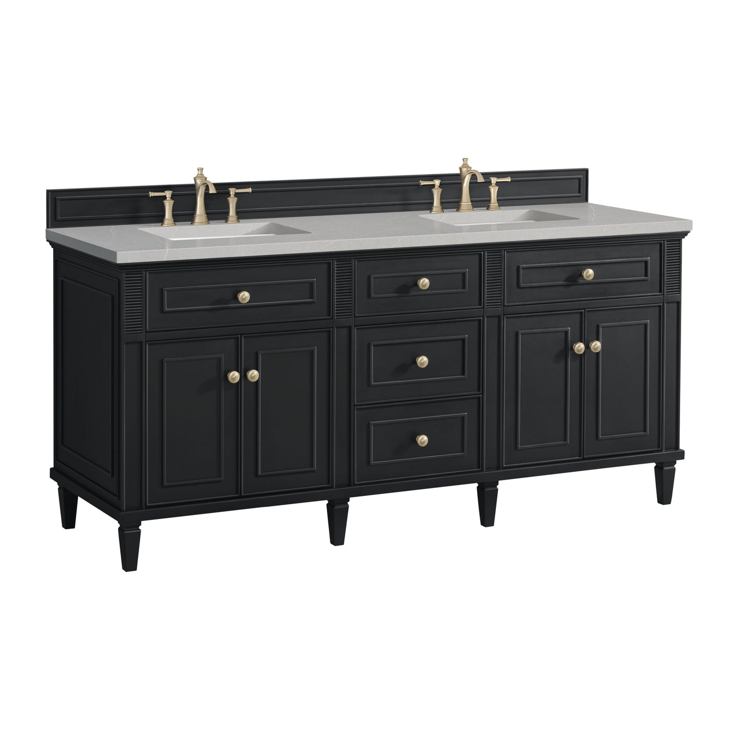 James Martin Vanities Lorelai 72" Black Onyx Double Vanity With 3 CM Eternal Serena Quartz Top