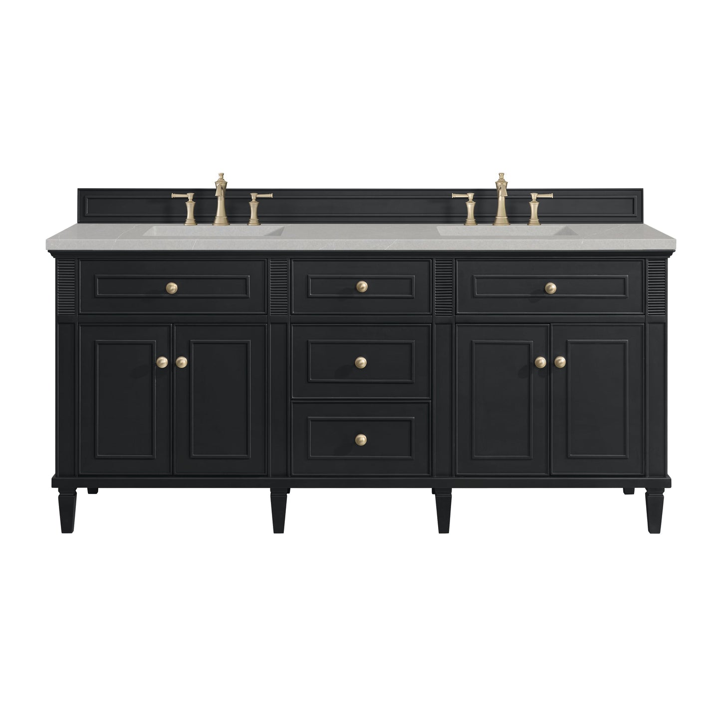 James Martin Vanities Lorelai 72" Black Onyx Double Vanity With 3 CM Eternal Serena Quartz Top