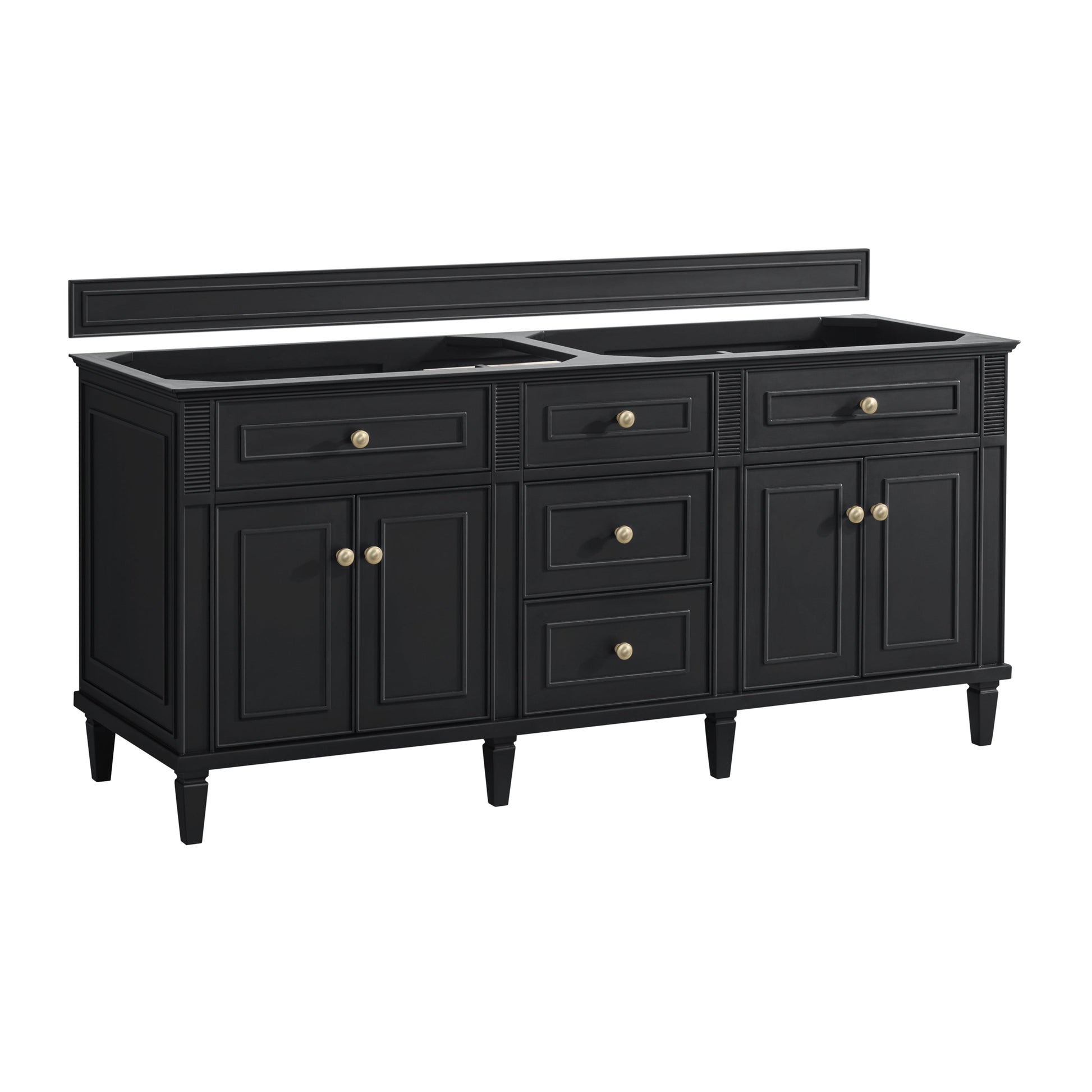 James Martin Vanities Lorelai 72" Black Onyx Double Vanity With 3 CM Lime Delight Quartz Top