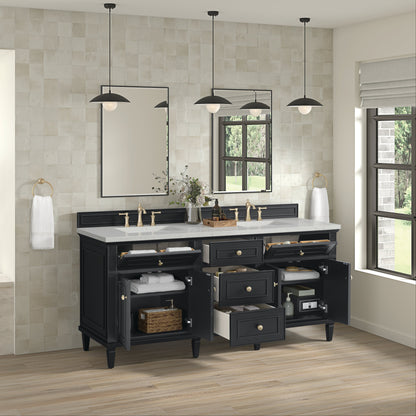 James Martin Vanities Lorelai 72" Black Onyx Double Vanity With 3 CM Lime Delight Quartz Top