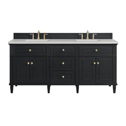 James Martin Vanities Lorelai 72" Black Onyx Double Vanity With 3 CM Lime Delight Quartz Top