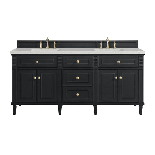 James Martin Vanities Lorelai 72" Black Onyx Double Vanity With 3 CM Lime Delight Quartz Top