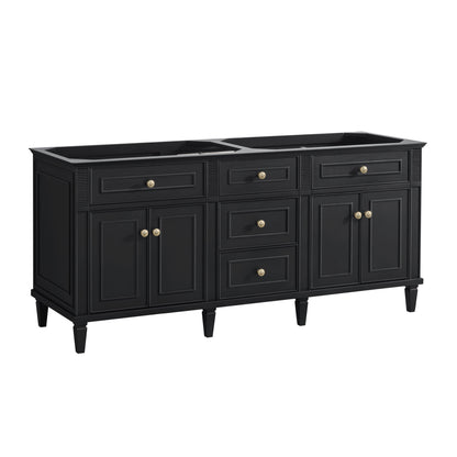 James Martin Vanities Lorelai 72" Black Onyx Double Vanity With 3 CM White Zeus Quartz Top