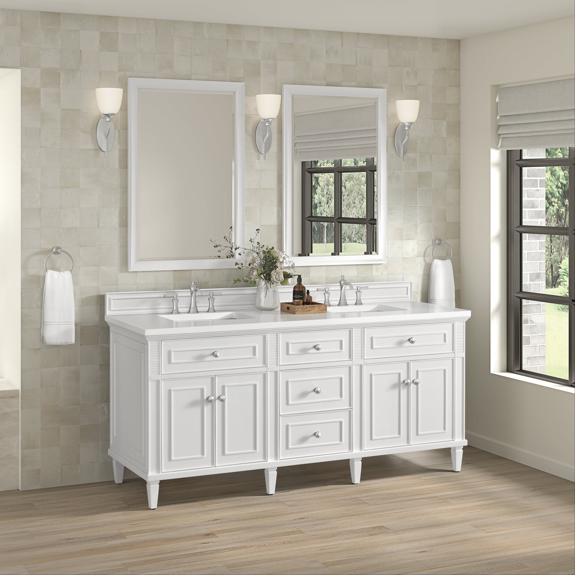 James Martin Vanities Lorelai 72" Bright White Double Vanity