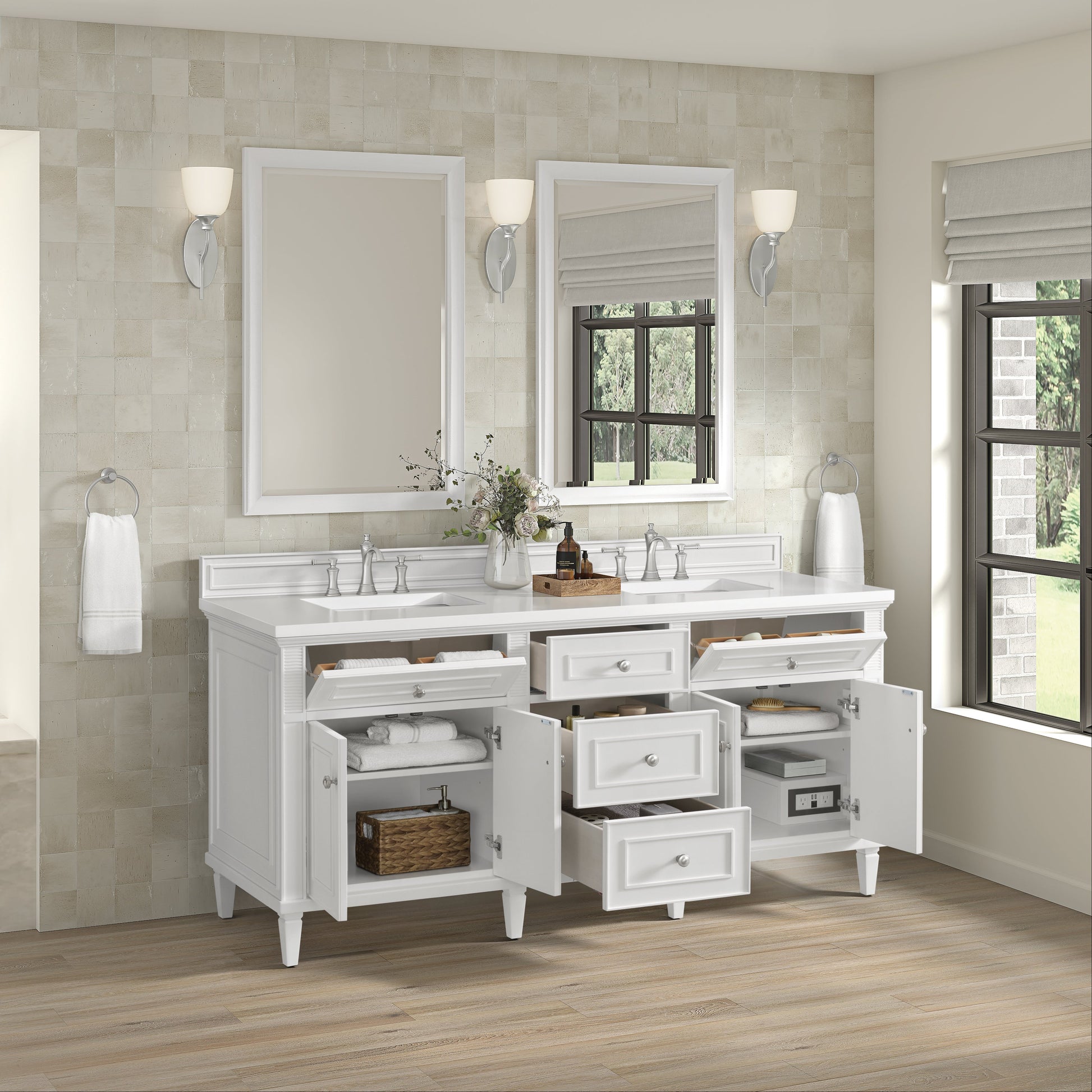 James Martin Vanities Lorelai 72" Bright White Double Vanity