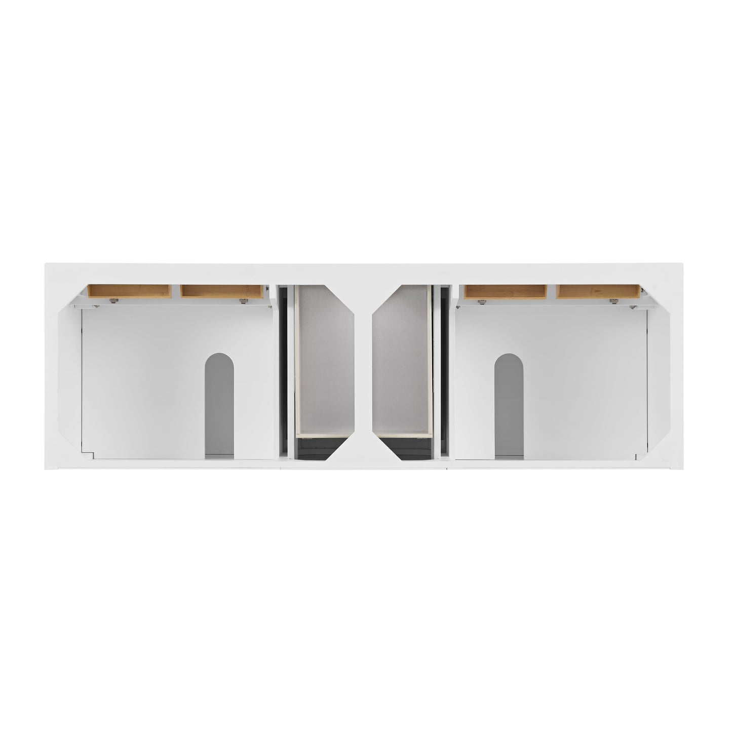 James Martin Vanities Lorelai 72" Bright White Double Vanity With 3 CM Carrara White Marble Top