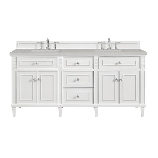 James Martin Vanities Lorelai 72" Bright White Double Vanity With 3 CM Eternal Serena Quartz Top