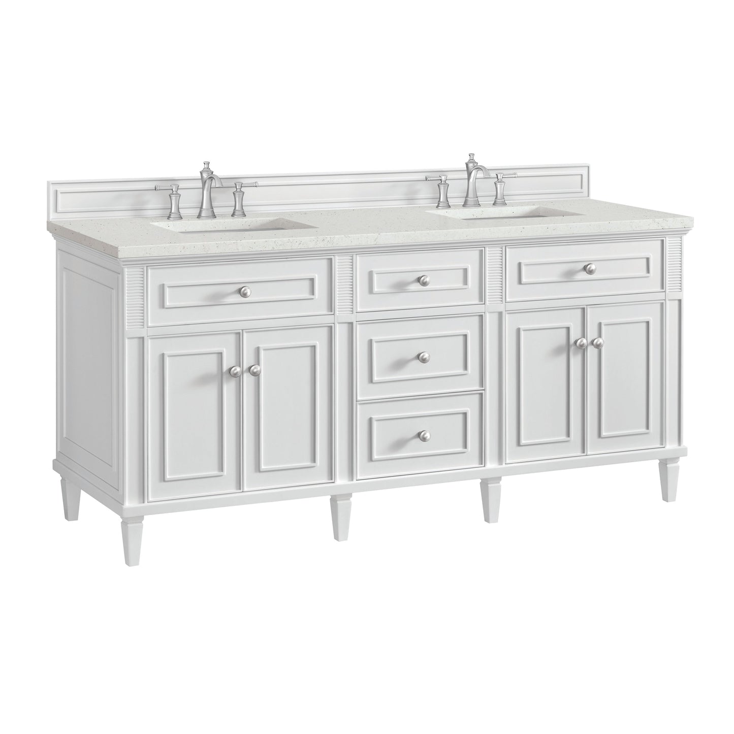 James Martin Vanities Lorelai 72" Bright White Double Vanity With 3 CM Lime Delight Quartz Top