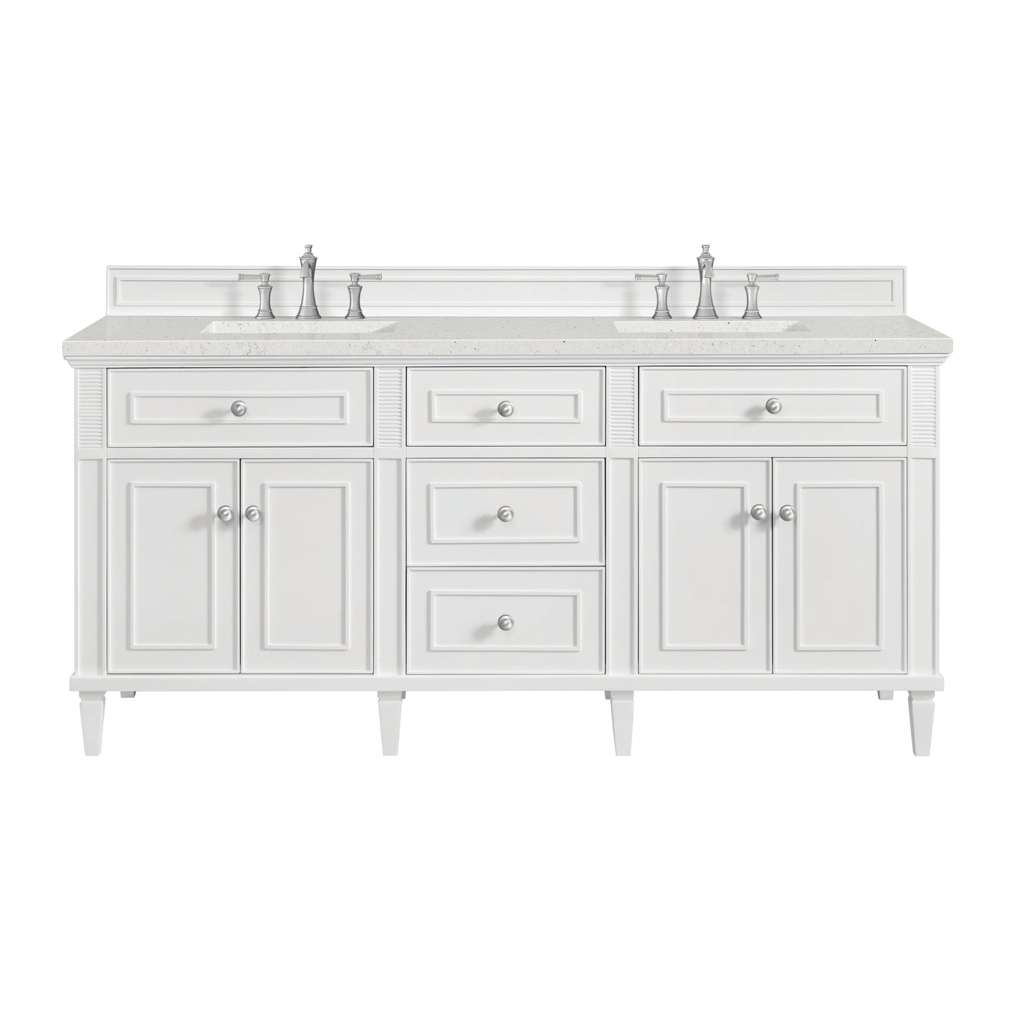 James Martin Vanities Lorelai 72" Bright White Double Vanity With 3 CM Lime Delight Quartz Top