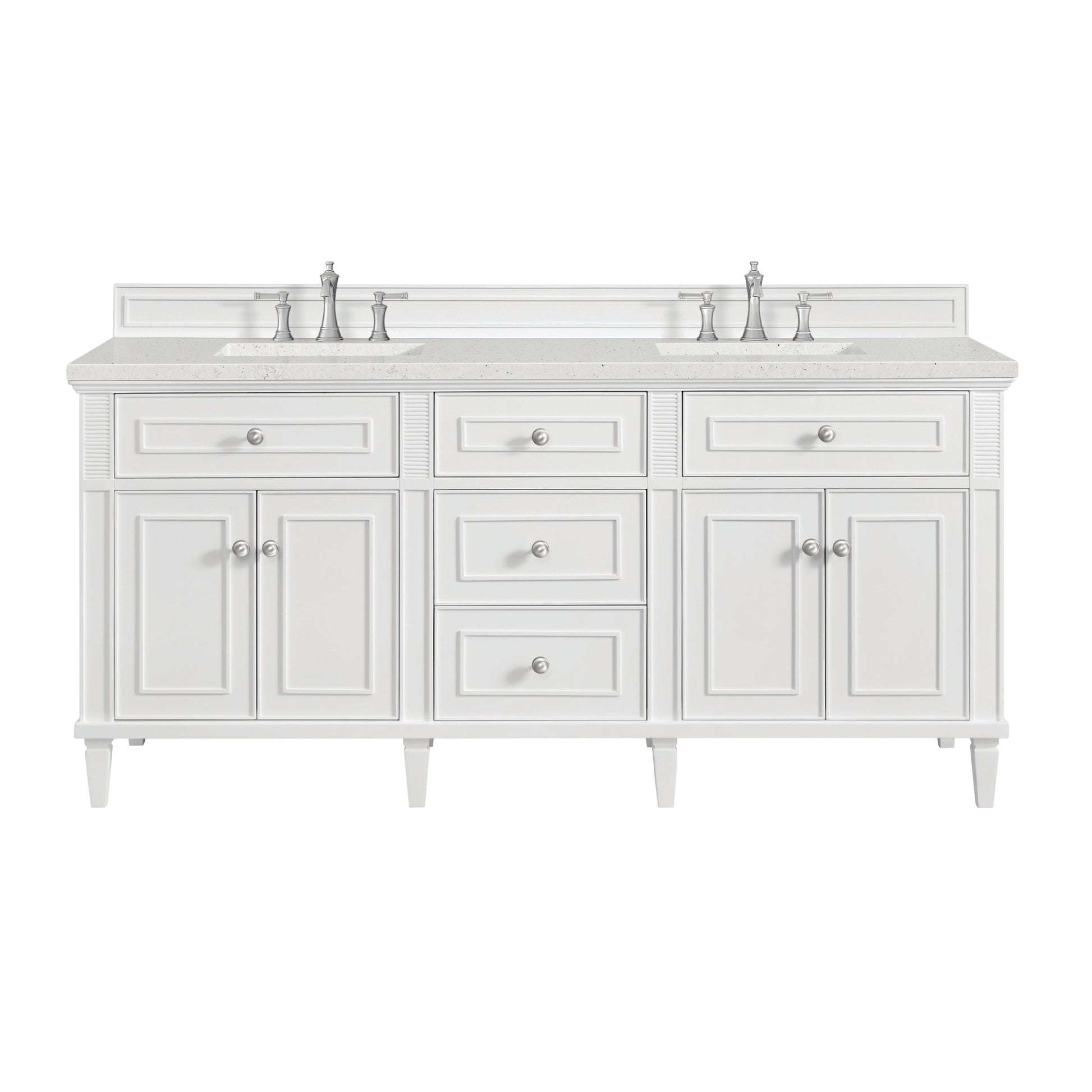 James Martin Vanities Lorelai 72" Bright White Double Vanity With 3 CM Lime Delight Quartz Top