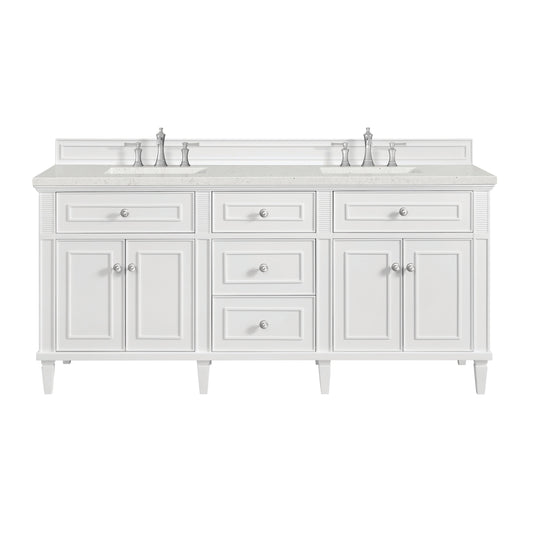 James Martin Vanities Lorelai 72" Bright White Double Vanity With 3 CM Lime Delight Quartz Top