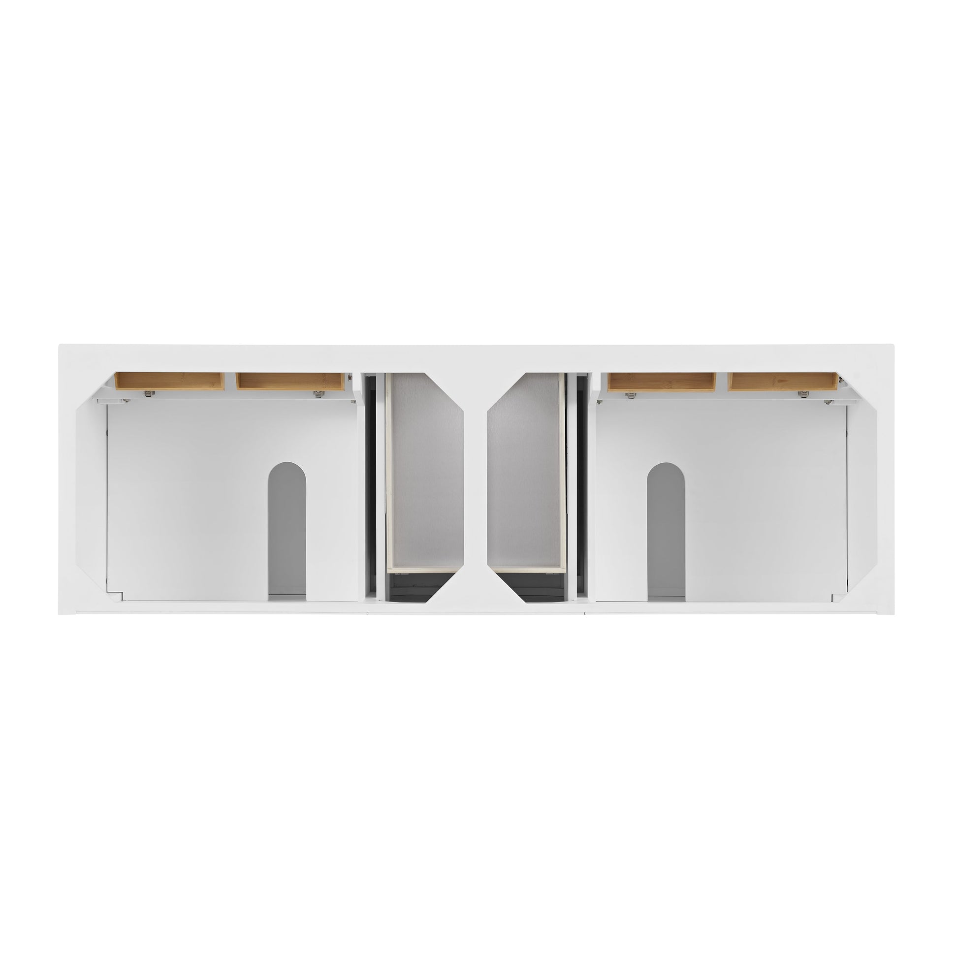 James Martin Vanities Lorelai 72" Bright White Double Vanity With 3 CM White Zeus Quartz Top