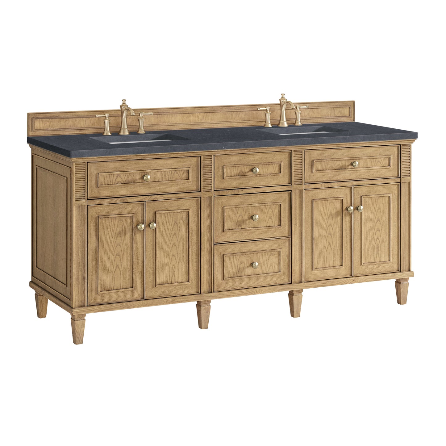 James Martin Vanities Lorelai 72" Light Natural Oak Double Vanity With 3 CM Charcoal Soapstone Quartz Top