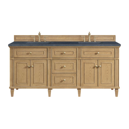 James Martin Vanities Lorelai 72" Light Natural Oak Double Vanity With 3 CM Charcoal Soapstone Quartz Top