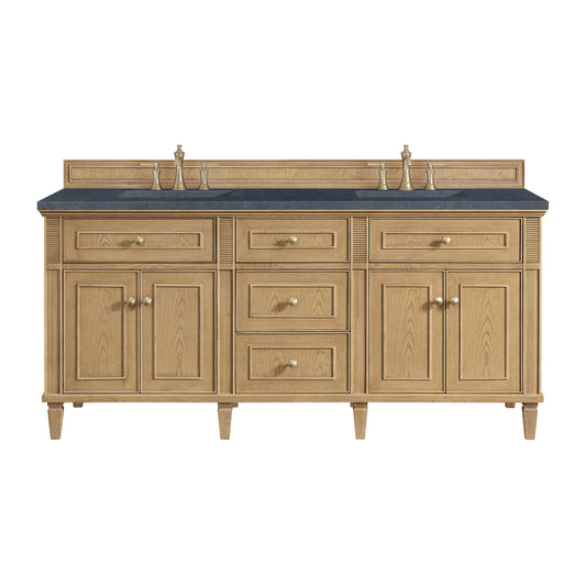 James Martin Vanities Lorelai 72" Light Natural Oak Double Vanity With 3 CM Charcoal Soapstone Quartz Top