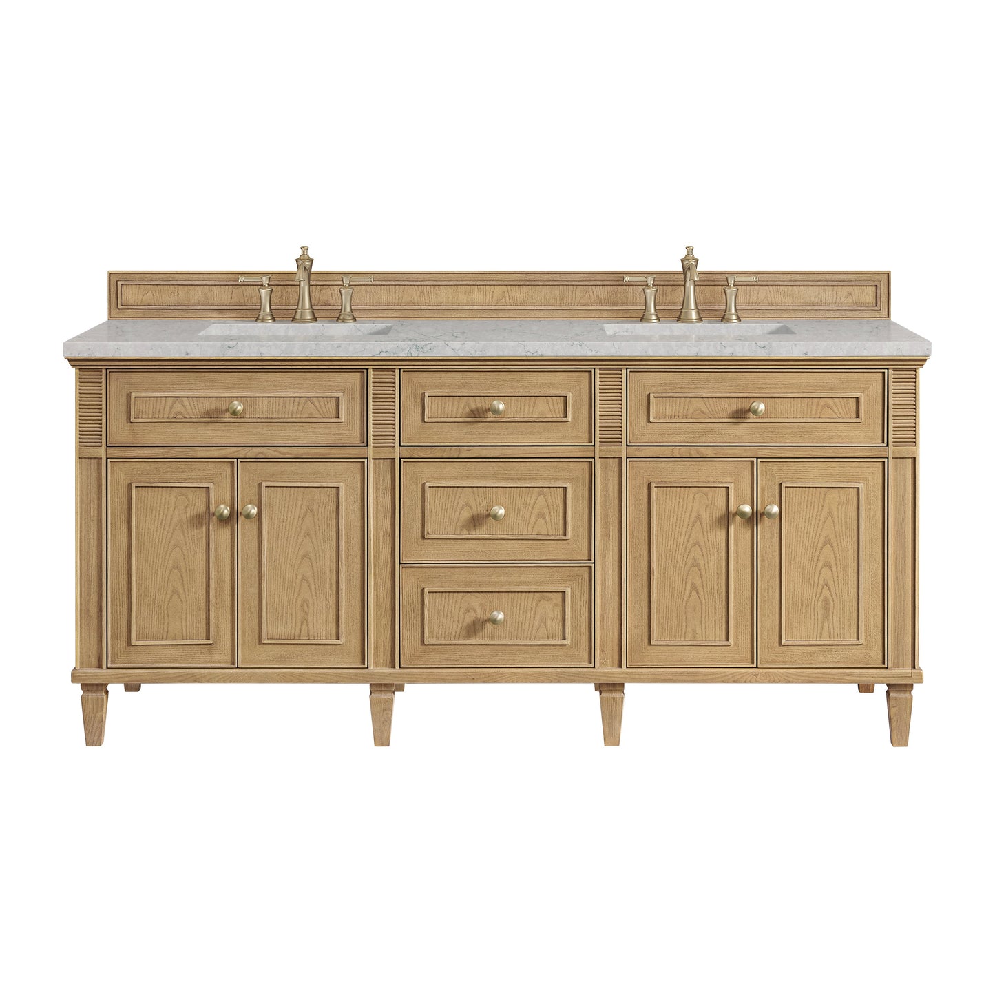 James Martin Vanities Lorelai 72" Light Natural Oak Double Vanity With 3 CM Eternal Jasmine Pearl Quartz Top