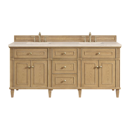 James Martin Vanities Lorelai 72" Light Natural Oak Double Vanity With 3 CM Eternal Marfil Quartz Top