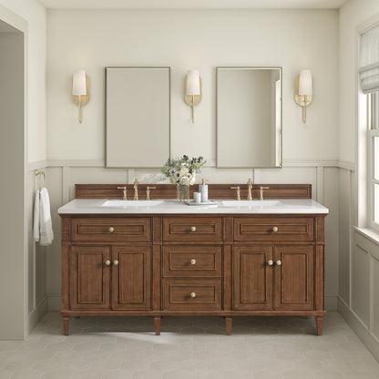 James Martin Vanities Lorelai 72" Mid-Century Walnut Double Vanity