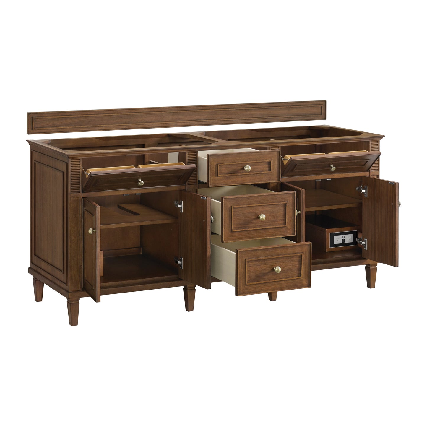 James Martin Vanities Lorelai 72" Mid-Century Walnut Double Vanity