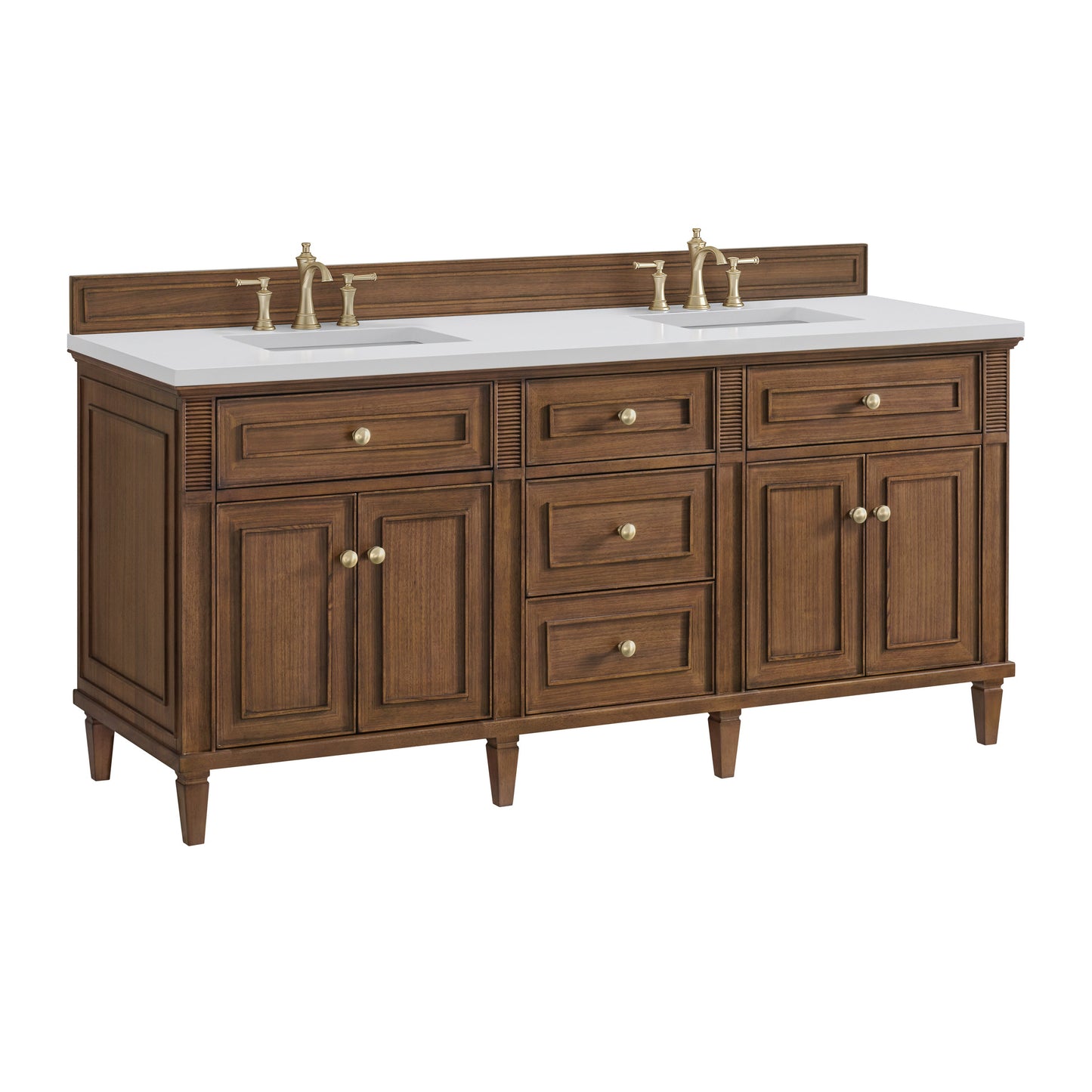 James Martin Vanities Lorelai 72" Mid-Century Walnut Double Vanity