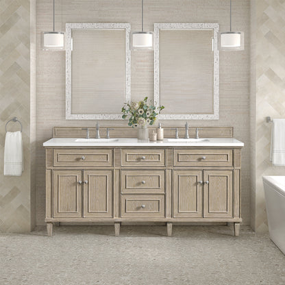 James Martin Vanities Lorelai 72" Whitewashed Oak Double Vanity