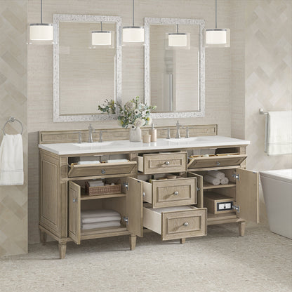 James Martin Vanities Lorelai 72" Whitewashed Oak Double Vanity