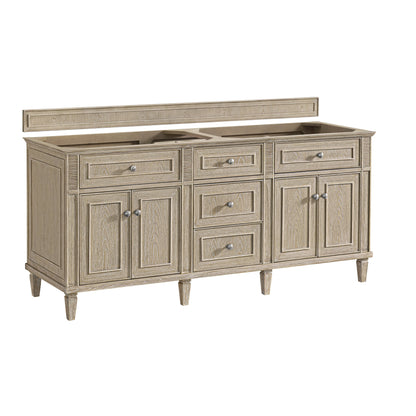 James Martin Vanities Lorelai 72" Whitewashed Oak Double Vanity With 3 CM Charcoal Soapstone Quartz Top