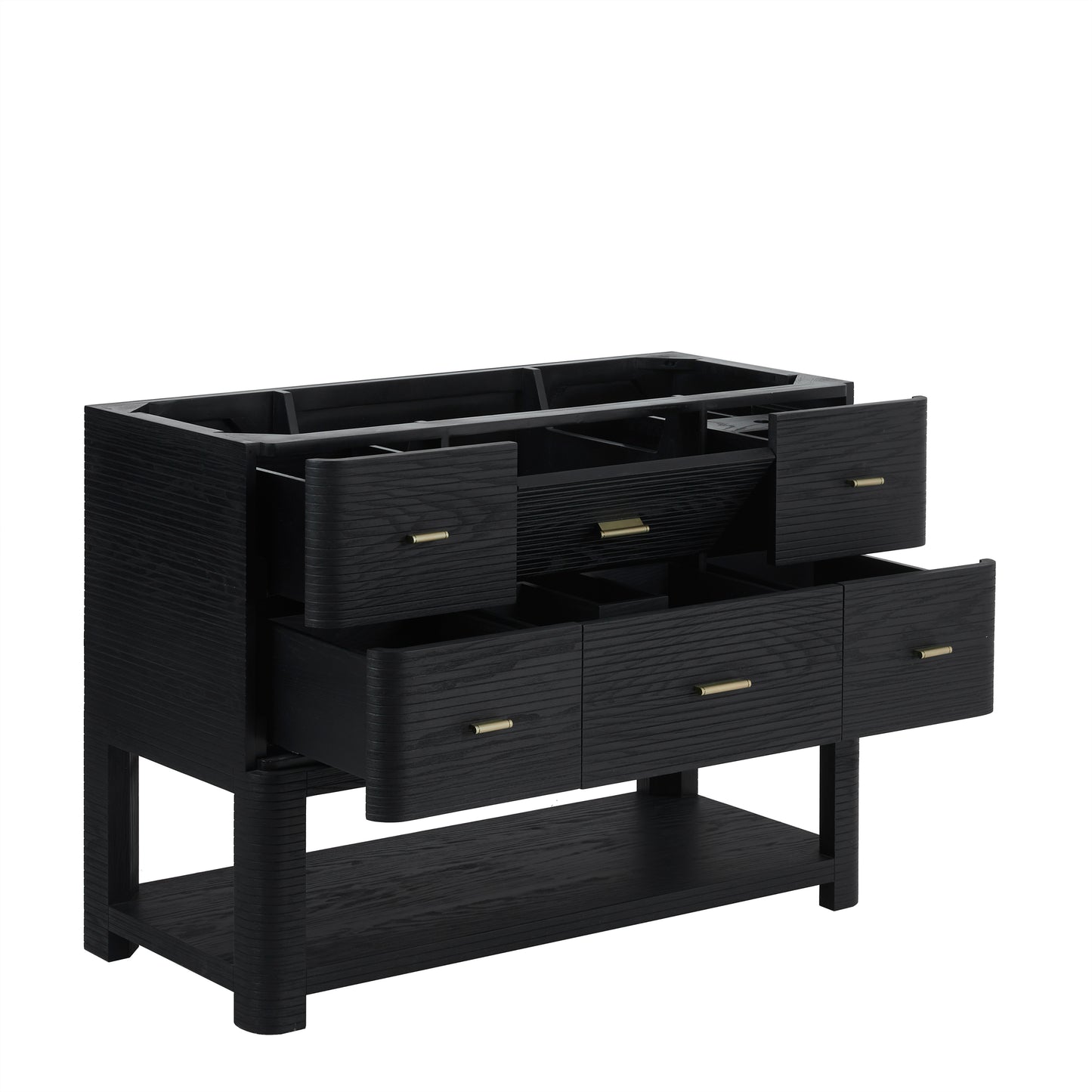 James Martin Vanities Lucian 48" Carbon Oak Single Vanity With 3cm Victorian Silver Silestone Top With FreePower Wireless Charger