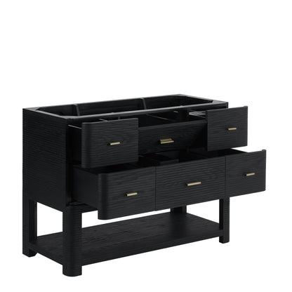 James Martin Vanities Lucian 48" Carbon Oak Single Vanity With 3cm Victorian Silver Silestone Top With FreePower Wireless Charger