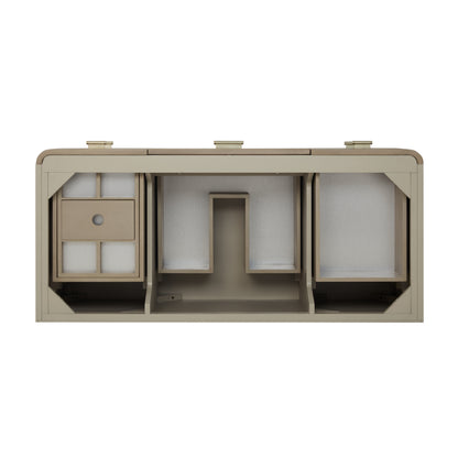 James Martin Vanities Lucian 48" Pebble Oak Single Vanity With 3cm Victorian Silver Silestone Top With FreePower Wireless Charger