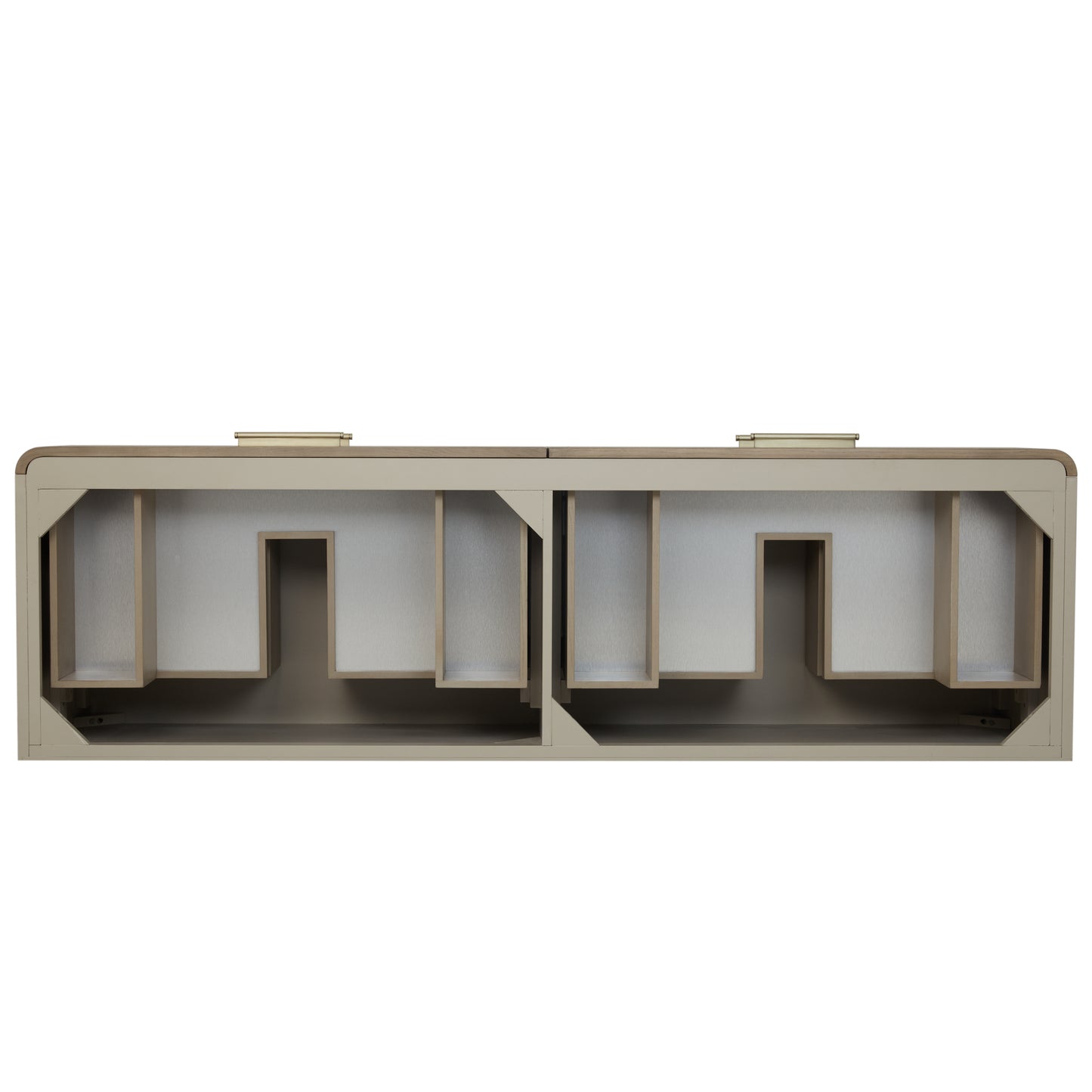 James Martin Vanities Lucian 72" Pebble Oak Double Vanity With 3 cm Victorian Silver Silestone Top and FreePower Wireless Charger