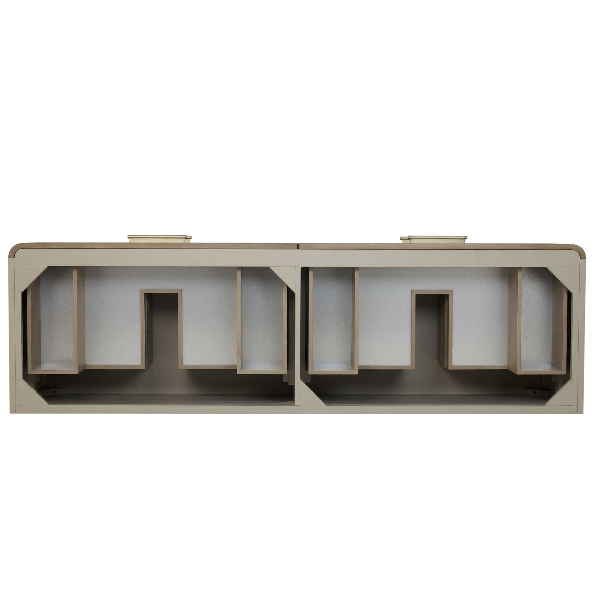 James Martin Vanities Lucian 72" Pebble Oak Double Vanity With 3 cm Victorian Silver Silestone Top and FreePower Wireless Charger