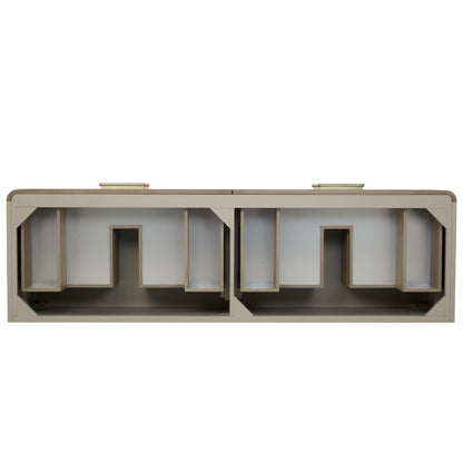 James Martin Vanities Lucian 72" Pebble Oak Double Vanity With 3 cm Victorian Silver Silestone Top and FreePower Wireless Charger