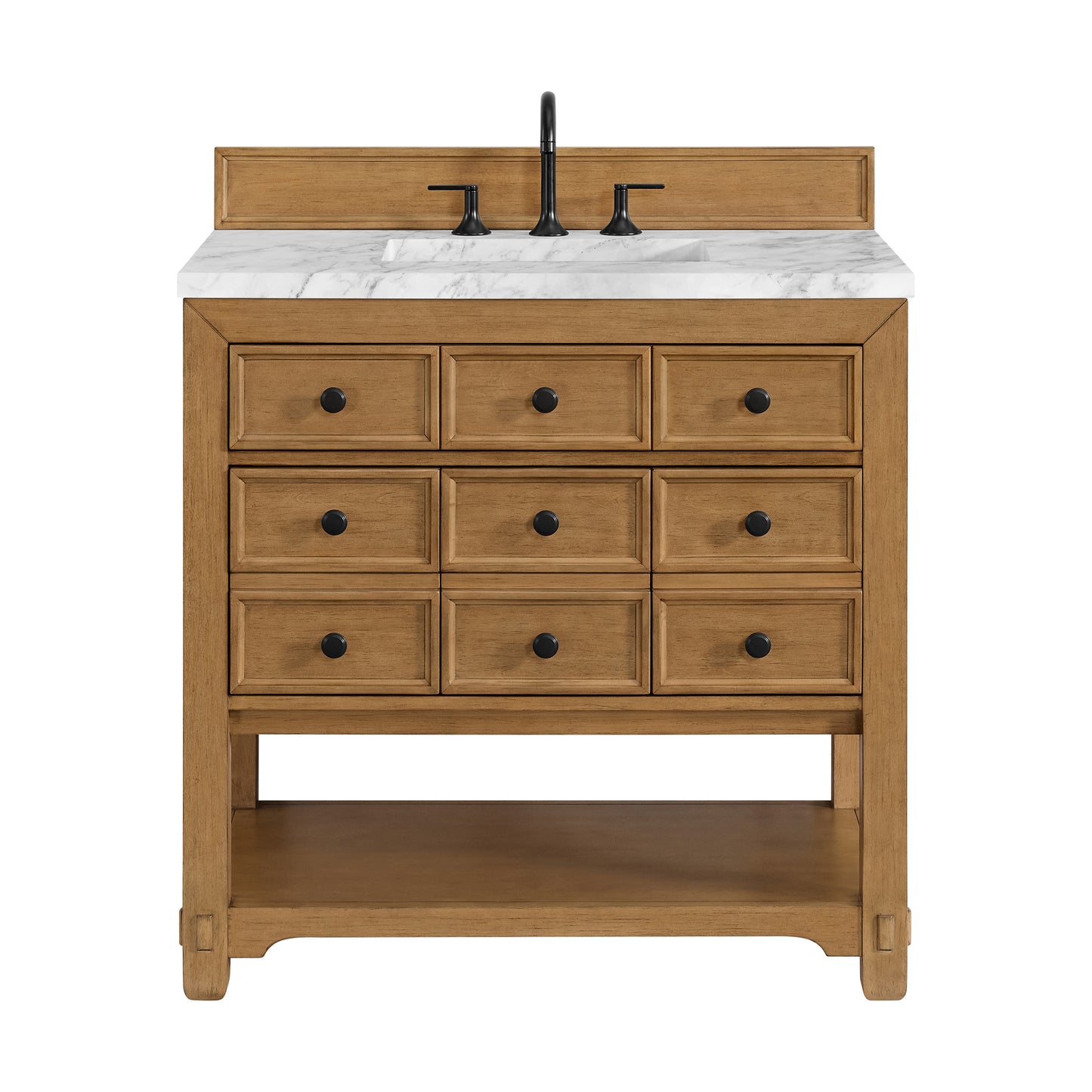 James Martin Vanities Malibu 36" Amber Birch Single Vanity With 3 cm Carrara Marble Top