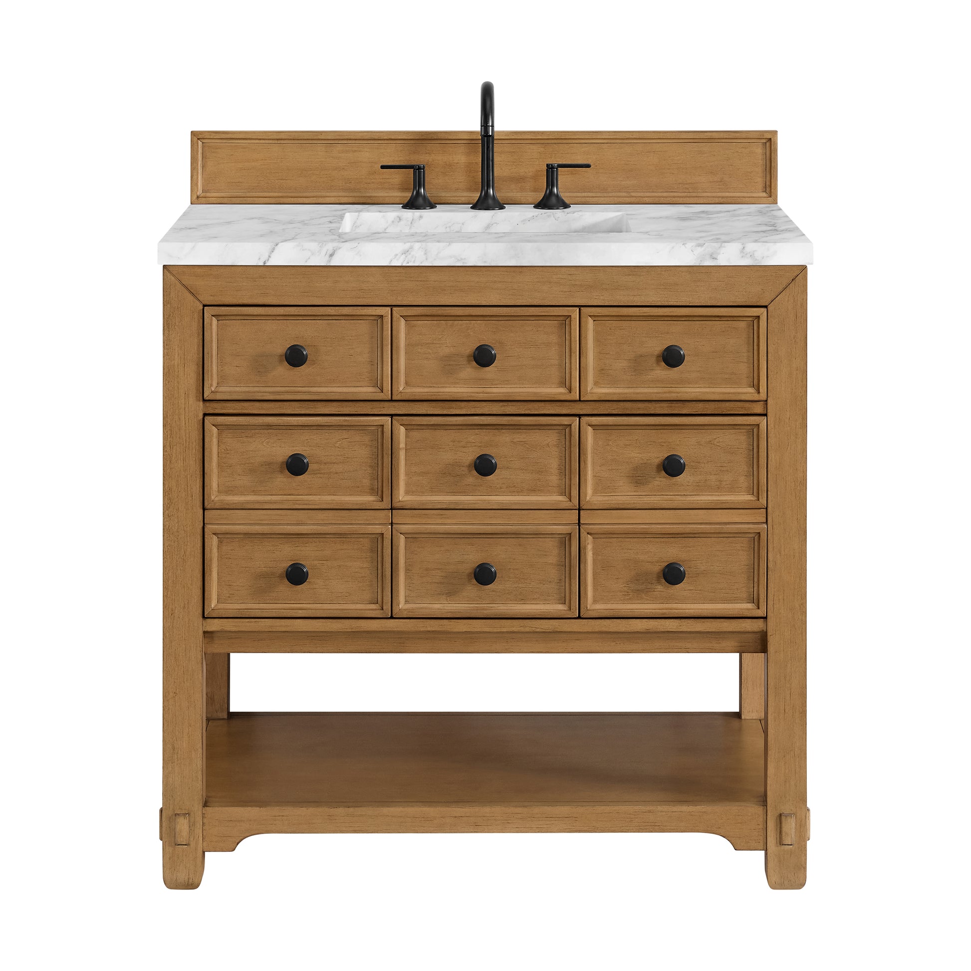 James Martin Vanities Malibu 36" Amber Birch Single Vanity With 3 cm Carrara Marble Top