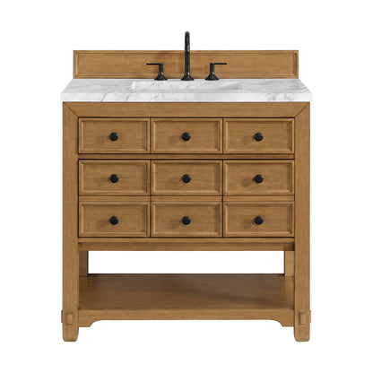 James Martin Vanities Malibu 36" Amber Birch Single Vanity With 3 cm Carrara Marble Top