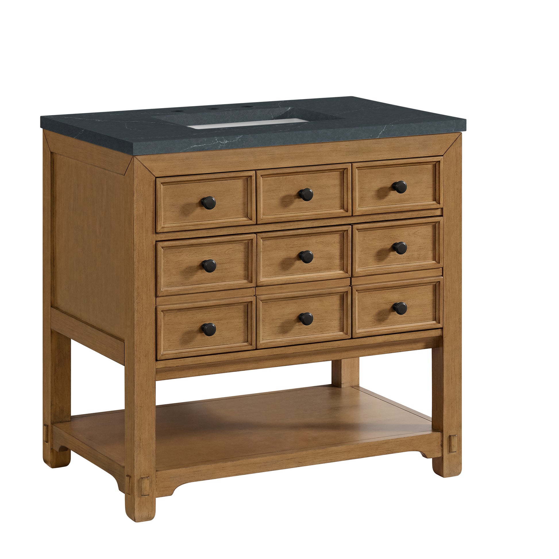 James Martin Vanities Malibu 36" Amber Birch Single Vanity With 3 cm Charcoal Soapstone Top