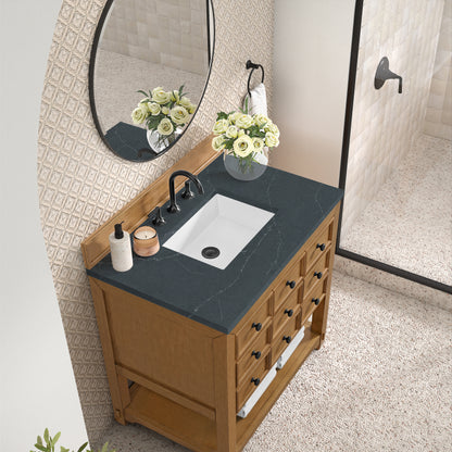 James Martin Vanities Malibu 36" Amber Birch Single Vanity With 3 cm Charcoal Soapstone Top