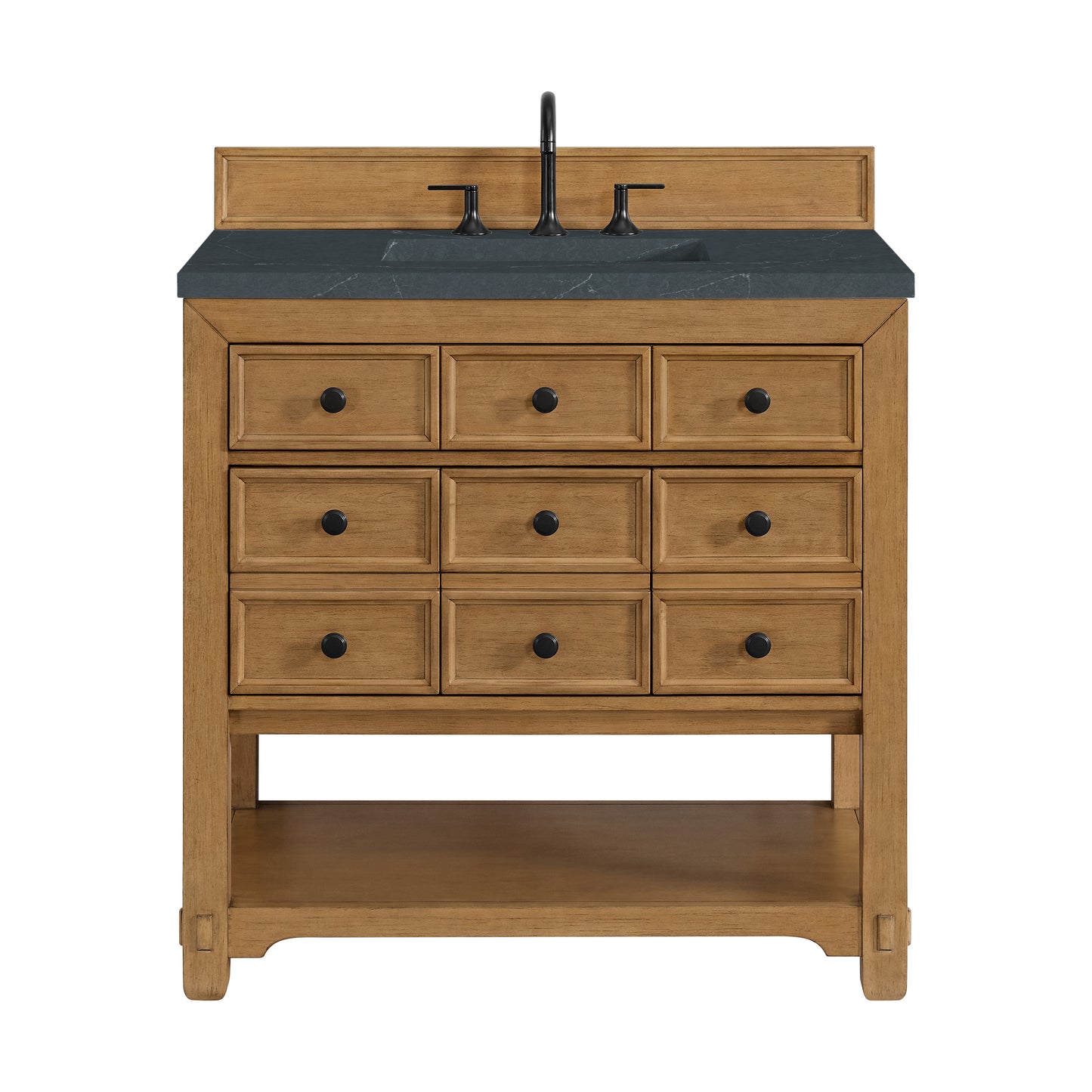 James Martin Vanities Malibu 36" Amber Birch Single Vanity With 3 cm Charcoal Soapstone Top