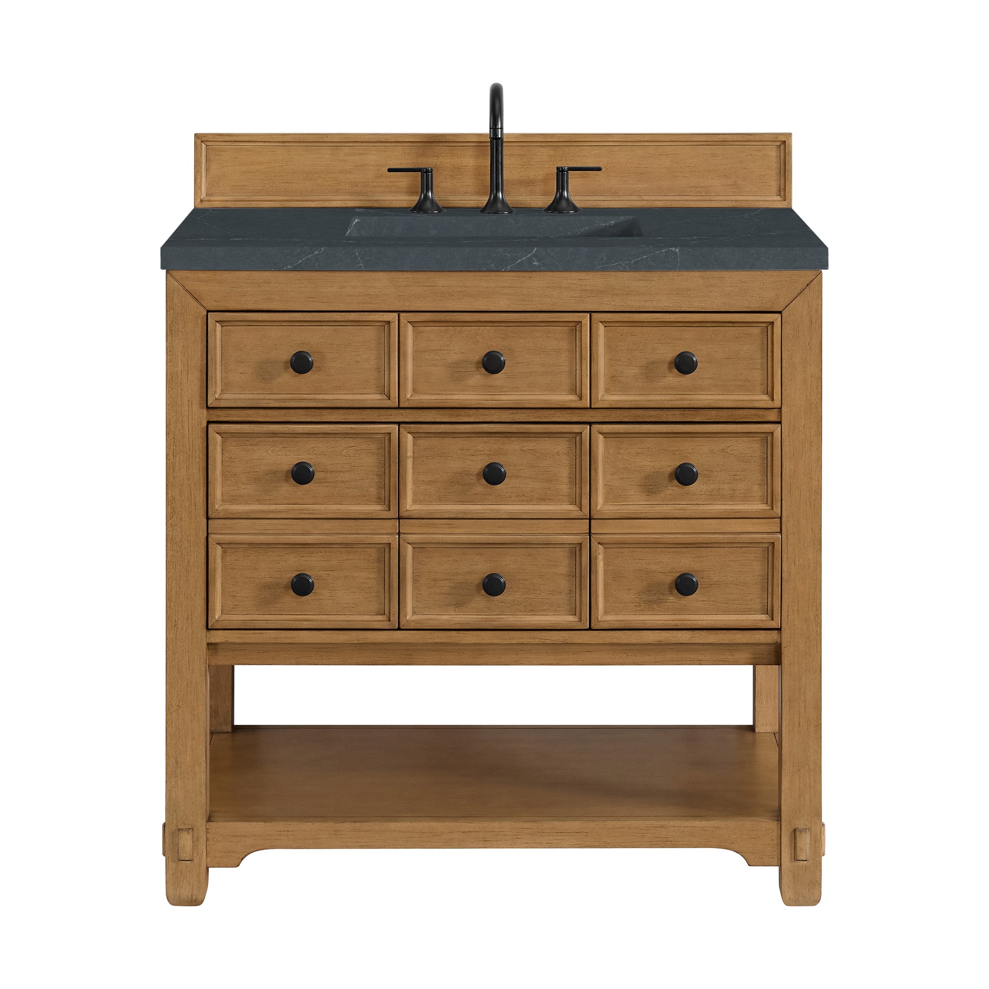 James Martin Vanities Malibu 36" Amber Birch Single Vanity With 3 cm Charcoal Soapstone Top