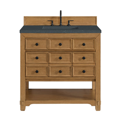 James Martin Vanities Malibu 36" Amber Birch Single Vanity With 3 cm Charcoal Soapstone Top