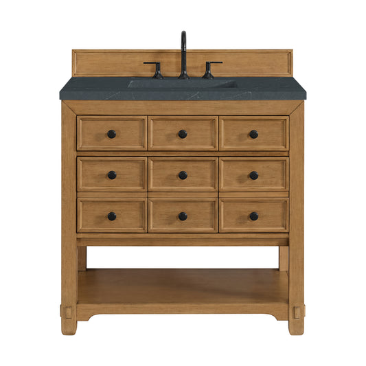 James Martin Vanities Malibu 36" Amber Birch Single Vanity With 3 cm Charcoal Soapstone Top