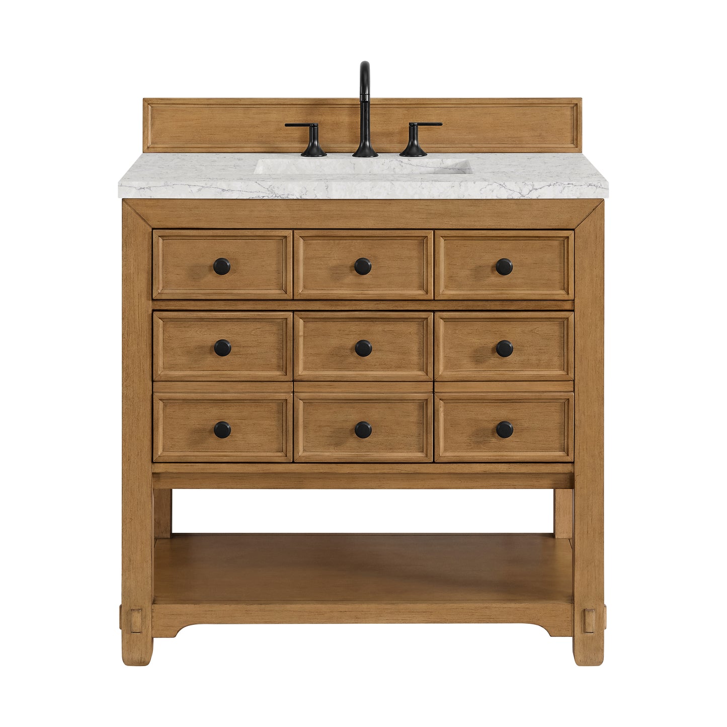 James Martin Vanities Malibu 36" Amber Birch Single Vanity With 3 cm Eternal Jasmine Pearl Top
