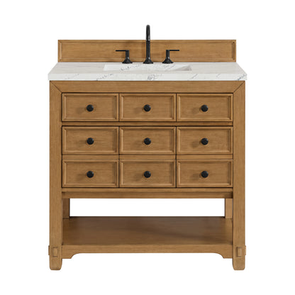James Martin Vanities Malibu 36" Amber Birch Single Vanity With 3 cm Ethereal Noctis Top