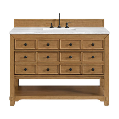 James Martin Vanities Malibu 48" Amber Birch Single Vanity With 3 cm Arctic Fall Solid Surface Top